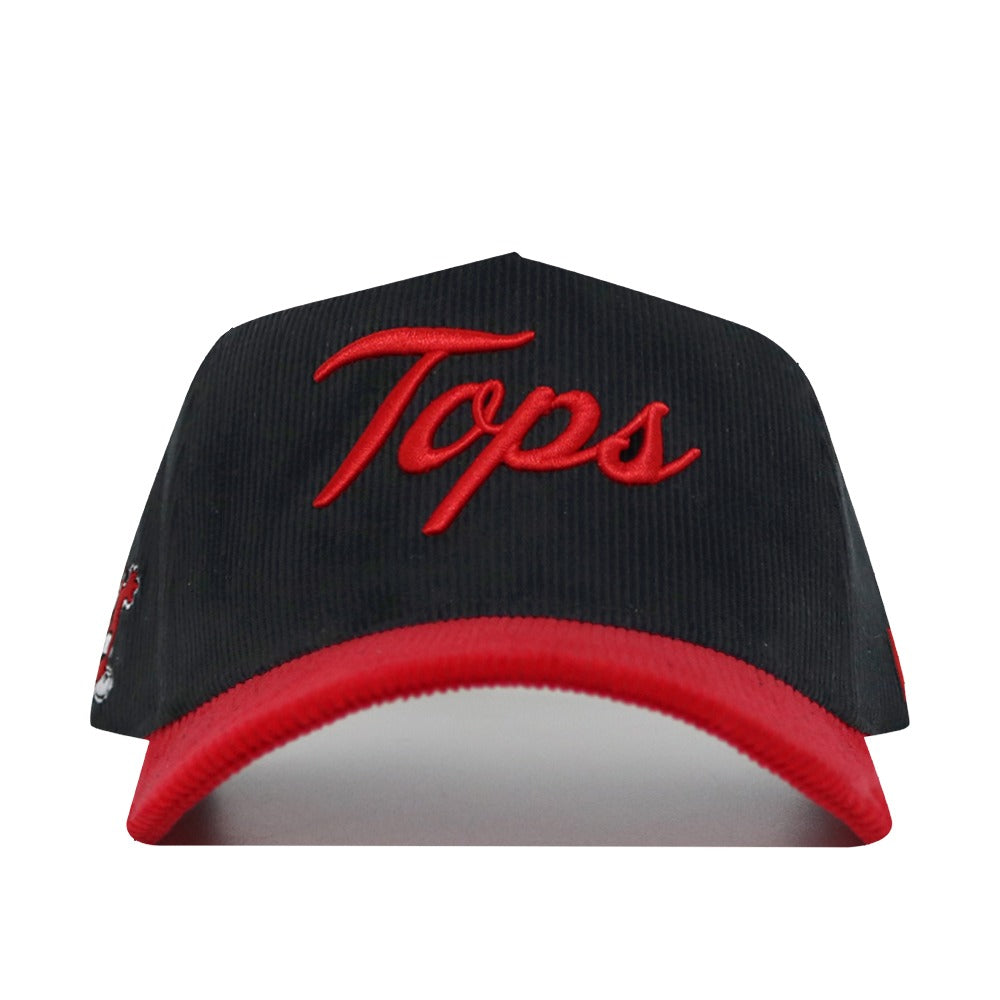 WKU Tops Script Hat - Black/Red Corduroy - No Rivals