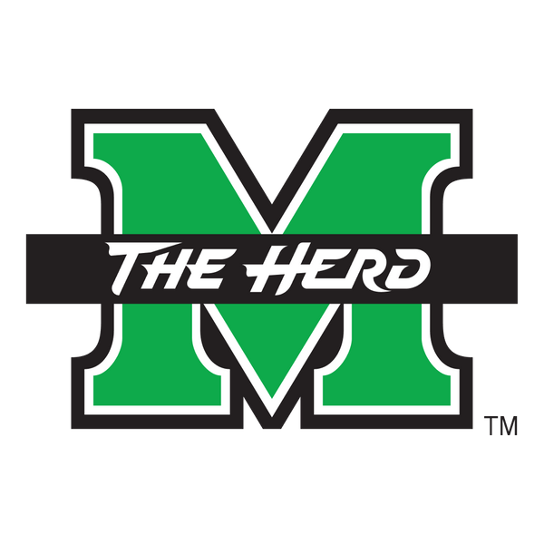 A bold green letter M with a black outline, overlaid by a black band displaying the white text The Herd. A small trademark symbol is in the lower right corner.