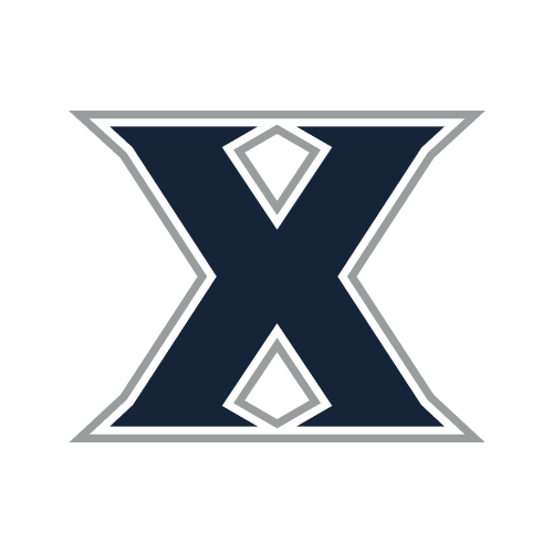 A large, bold, navy blue letter X with a white and gray outline, centered on a plain white background.