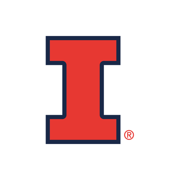 A bold, red, block letter I outlined in dark blue on a light gray background. A small registered trademark symbol appears near the bottom right corner of the letter.