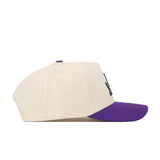 The TCU Aer Lingus Hat by No Rivals is a cream-colored snapback with a purple brim and an embroidered logo, shown from the side against a white background—your perfect gameday fit.