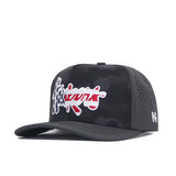 The No Rivals Nebraska Cornhuskers Military Appreciation Hat is a structured black camo baseball cap with bold white and red "Hukunt" embroidery up front, small "NP" initials on the side, snapback adjustment, and ventilation holes for comfort.