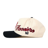 Show your team spirit with the Indiana Hoosiers Halftime Hat by No Rivals. This cream baseball cap features a striking black brim, “Hoosiers” embroidered in bold red and black script on the side, and “NR” stitched below. Finished with an embroidered logo and adjustable snapback closure, it’s the perfect addition to your gameday outfit.