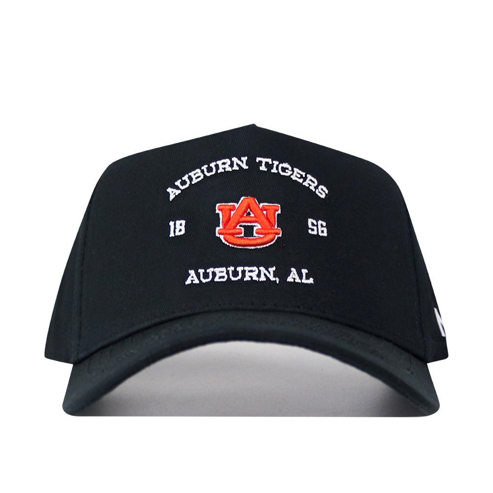 The Auburn Outlaw Hat - Black by No Rivals is a black snapback baseball cap featuring “Auburn Tigers,” “1866,” and “Auburn, AL” embroidered in white, with an officially licensed orange Auburn University logo embroidered at the center.