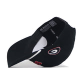 The No Rivals Georgia Bulldogs | Upside Down Dawgs Hat - Blackout is displayed upside down to reveal the inside label. This snapback cap showcases a white and red G logo and a small red SC logo on the brim.