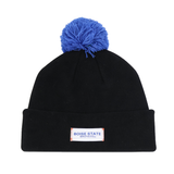 The No Rivals Boise State Broncos Patch Beanie is an officially licensed black knit hat featuring a blue pompom on top and a patch reading “Boise State Broncos” on the cuff—perfect for a classic gameday fit.