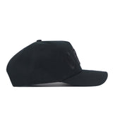 Side view of a No Rivals Rice Night Mode Hat featuring a blackout baseball cap design with a tonal embroidered patch logo on the front panel.