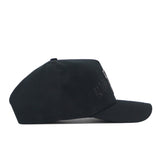 Side view of the Texas Tech Night Mode Hat, a blackout snapback featuring a dark embroidered patch logo on the front panel.