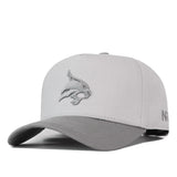 Texas State Graphite Hat, a light gray premium structured baseball cap with a dark gray brim and an embroidered bobcat mascot logo on the front.