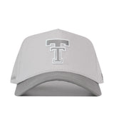 Texas Tech Graphite Hat, a light gray premium structured baseball cap with a dark gray brim and the Texas Tech double T logo embroidered on the front.