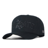Texas State Night Mode Hat blackout snapback cap featuring a dark embroidered bobcat logo and the word BOBCATS in tonal lettering.