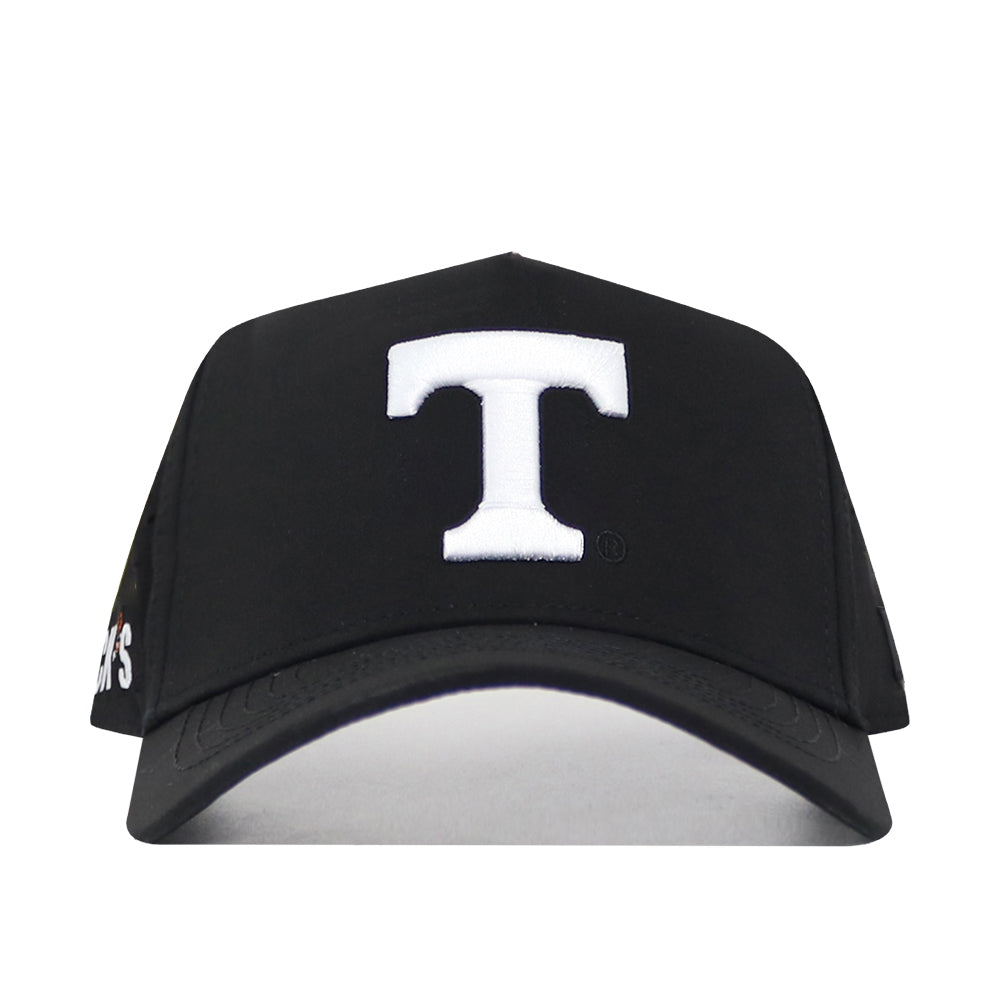 The No Rivals Tennessee Athletic Hat features an unstructured black design with a large white Power T embroidered on the front.