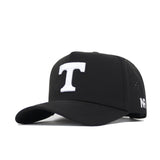 The Tennessee Athletic Hat - White Power T by No Rivals is a black nylon, unstructured baseball cap with a curved brim, featuring a large white "T" on the front and small white "NR" on the right side.