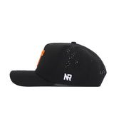 The No Rivals Tennessee Athletic Hat in orange features a Power T logo, breathable perforations, an adjustable snap back, and branding above the strap—all in classic athletic style.