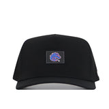 No Rivals Boise State Broncos Trainer Hat featuring a structured black design with a snapback closure, highlighted by a rectangular patch on the front that showcases the team’s blue and orange horse head logo against a black background. Officially licensed and photographed on a white backdrop, this hat offers both comfort and team pride—the perfect finishing touch to any outfit.