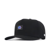 The Boise State Broncos Trainer Hat by No Rivals is a black, officially licensed snapback cap featuring a blue and orange horse logo on the front and a small white NR tag on the side. This structured fit hat combines style and comfort for everyday wear.