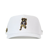 White Colorado Football Hat - White snapback featuring an embroidered cartoon buffalo mascot running with a football on the front and an officially licensed No Rivals logo on the side.