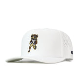 White Colorado Football Hat - White snapback featuring an embroidered cartoon buffalo mascot running with a football.