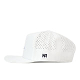 White Georgia Tech Yellow Jackets Football Mascot Hat - White performance fabric baseball cap with a perforated back and a small rectangular embroidered logo on the side.