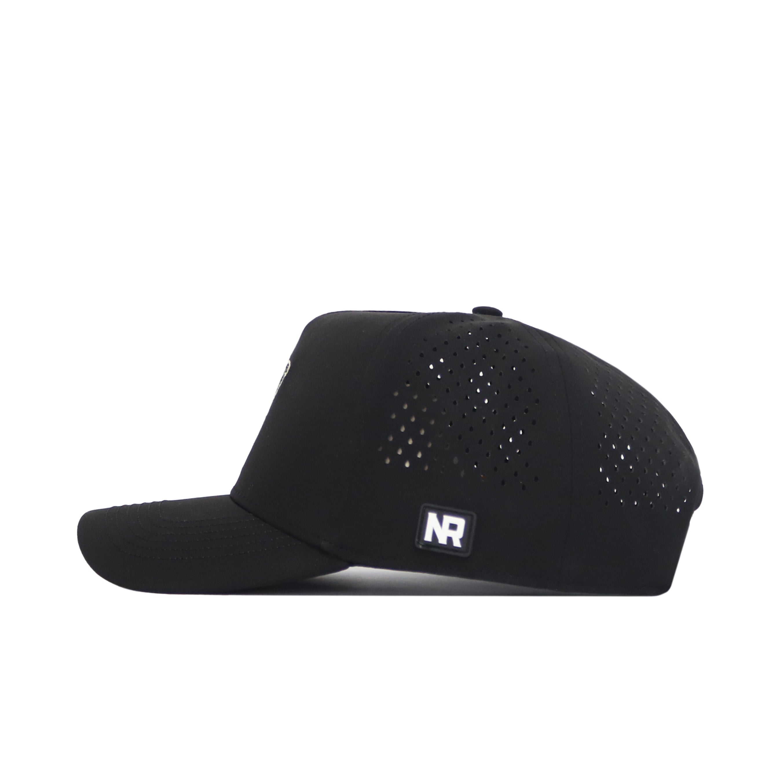 The Arizona State Golf Hat - Black by No Rivals is a structured black cap with side and back ventilation holes and a rectangular NR logo patch near the brim.