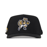 Introducing the Missouri Tigers Football Mascot Hat - Black by No Rivals, this cap showcases an embroidered tiger mascot in a football uniform holding a football, with the letter M displayed on its chest. Made from performance fabric and equipped with a snap back closure, it delivers bold team spirit and all-day comfort.