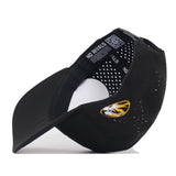 Showcasing the Missouri Tigers Football Mascot Hat in black by No Rivals, this cap features ventilation holes and a bold embroidered tiger logo on the side. The angled design highlights its performance fabric, interior NO RIVALS branding, and part of the brim.