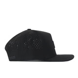 The Kentucky Wildcats Trainer Hat by No Rivals is a black, structured-fit cap shown from the side, featuring small ventilation holes on the back and sides, a flat brim, and crafted from high-quality cotton for lasting comfort.