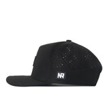 LSU Tigers Trainer Hat by No Rivals shown from the side, crafted from high-quality cotton with small ventilation holes and featuring a white NR logo patch on the side panel for a structured fit.