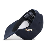 Navy blue Georgia Tech Yellow Jackets Football Mascot Hat - Navy featuring a gold embroidered logo on the side, a perforated back, and a view of the interior headband and branding.