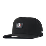 The Florida State Seminoles Trainer Hat by No Rivals is a black snapback with a structured fit and flat brim, featuring a patch of a Native American profile logo on the front and NR text on the side, crafted from high-quality cotton for lasting comfort and style.