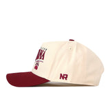 Show your Montana pride with the Montana Grizzlies Stride Hat by No Rivals. This cream and maroon snapback features maroon embroidered logos and a graphic on the front, a maroon brim, and ‘NR’ stitched on the side—just what you need to finish off your gameday look.