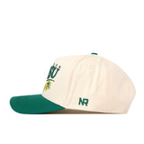 The No Rivals North Dakota State Bison Stride Hat is a white snapback with a green brim, featuring green embroidered logos and lettering on the side—shown from the left against a white background, it’s perfect for completing your gameday fit.