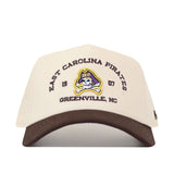 Show your Pirates pride with the No Rivals ECU Pirates Outlaw Hat - Classic, a beige and brown baseball cap featuring a striking embroidered "East Carolina Pirates Greenville, NC" logo and pirate emblem on the front—just right for your next gameday outfit. Designed for comfort, this hat also includes a snap back closure for an adjustable fit.