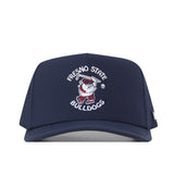 No Rivals Fresno State Golf Hat – Navy, featuring the Bulldogs logo and mascot embroidered on the front, crafted from high-quality performance fabric with an adjustable snap back for a comfortable fit.