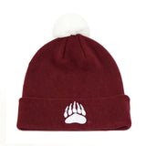 Show your Montana pride with the No Rivals Montana Grizzlies Logo Beanie—a maroon knit beanie featuring a white pom-pom on top and an officially licensed bear paw print embroidered on the front cuff. It’s the perfect finishing touch for your gameday outfit!.