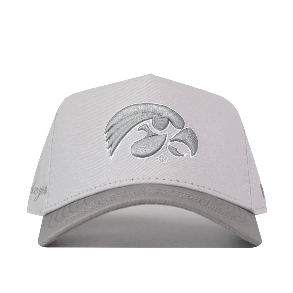 The No Rivals Iowa Hawkeyes Graphite Hat showcases an officially licensed, embroidered stylized hawk head logo on the front and features a classic snap back closure for adjustable comfort.