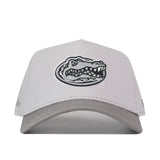 The No Rivals Florida Gators Graphite Hat features a light gray design with an embroidered black and white cartoon alligator head logo on the front, making it the perfect addition to your gameday outfit. Shown from the front against a white background.