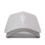 The Arizona State Graphite Hat by No Rivals features a light gray snapback design with an officially licensed white embroidered trident logo on the front, shown against a plain white background.