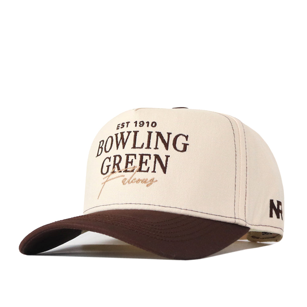 Show your Falcon pride with the Bowling Green State Falcons Vintage Hat by No Rivals. This beige and brown cap features an embroidered EST 1910 BOWLING GREEN Falcons logo on the front and the NR brand on the side. Finished with a classic snapback closure, it’s the perfect choice for gameday.