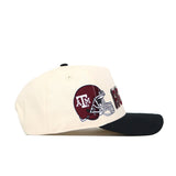 The No Rivals Texas A&M Alma Mater Hat is a cream snapback with a black brim, maroon football helmet graphic, and "RECK" embroidery. Made from premium cotton and officially licensed for authenticity.