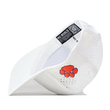 The Clemson Tigers Football Mascot Hat - White by No Rivals is a white sports cap made from performance fabric, featuring ventilation holes, an orange embroidered paw print logo on the side, and a black NO RIVALS label sewn inside the brim.