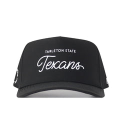 Introducing the Tarleton Athletic Legacy Hat by No Rivals—a premium black athletic cap featuring “TARLETON STATE Texans” in bold white script on the front panel, complete with a snapback adjustment for the perfect game day fit.