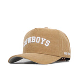 The Oklahoma State Rustic Hat by No Rivals is a tan cotton canvas cap with a structured fit, featuring "COWBOYS" embroidered in white on the front and "NO RIVALRY" in smaller letters on the brim.