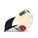 The Georgia Alma Mater Hat - Classic by No Rivals is a cream and black snapback, crafted from high-quality cotton with a red football helmet logo on the side. The black brim adds style, and the inside label displays the NO RIVALS tag.