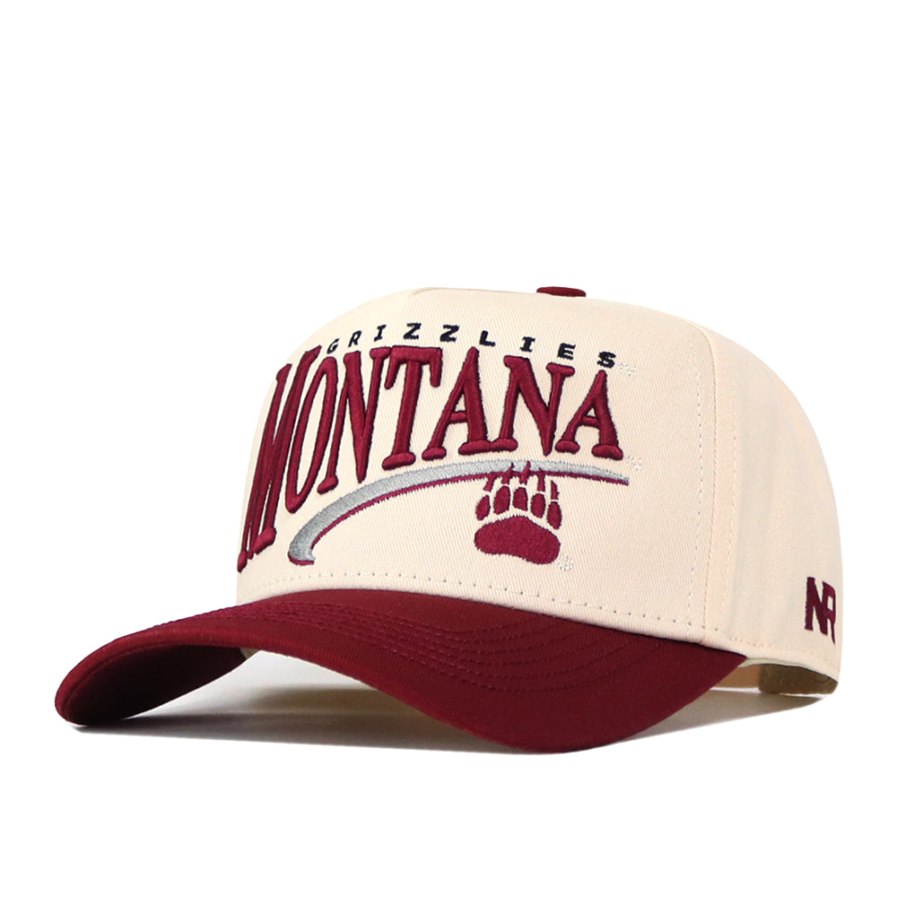 Show your Montana Grizzlies pride in style with the No Rivals Montana Grizzlies Stride Hat, a beige and maroon snapback featuring embroidered bear paw and team logos—just what you need to complete your gameday look.