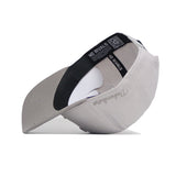 A Tennessee Graphite Hat by No Rivals, shown upside down to reveal a black band with a NO RIVALS label and QR code. Features gray NoRivals embroidery on the brim and an adjustable snapback closure.
