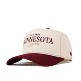 Check out the Minnesota Gophers Vintage Hat by No Rivals—a cream and maroon snapback baseball cap with “Minnesota Legends” and “EST 1851” expertly embroidered on the front. Its eye-catching logo, maroon brim, and matching button make this the perfect addition to your gameday look.