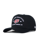 The Western Kentucky Outlaw Hat - Black by No Rivals features Western Kentucky and Bowling Green, KY text, an embroidered WKU logo, and "1906" stitched on the front. "NR" lettering is embroidered on the side. This hat includes a snapback adjustment for a perfect gameday fit.