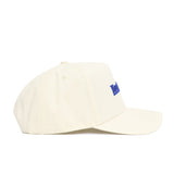 The Kentucky Sideline Hat by No Rivals features a cream color, structured fit for lasting shape, curved brim, and blue embroidered front text.