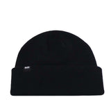 Black cuffed Texas State Script Beanie with a small rectangular tag featuring white NR lettering.